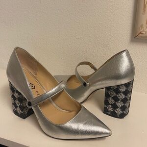 Katy Perry Silver Harlequin Heels